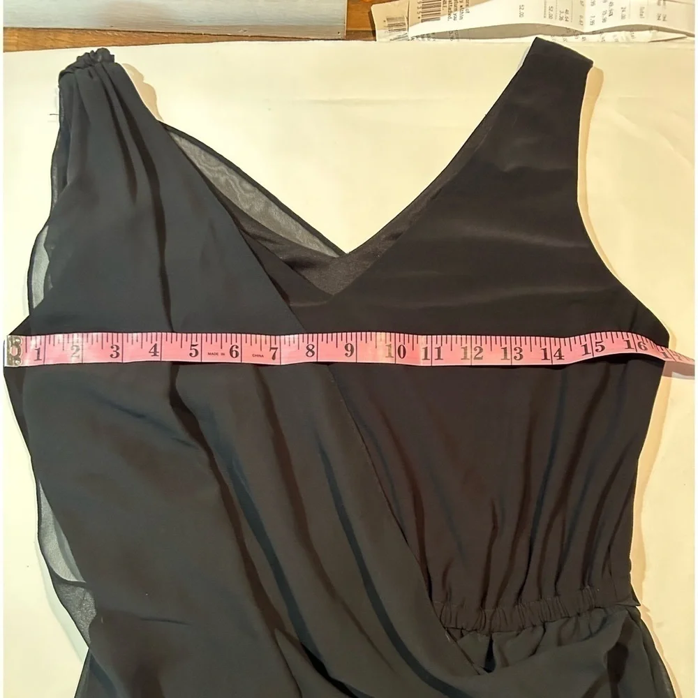 Adrianna Papell Asymmetrical Draped Flowing Dress in Black Size S - Picture 12 of 15